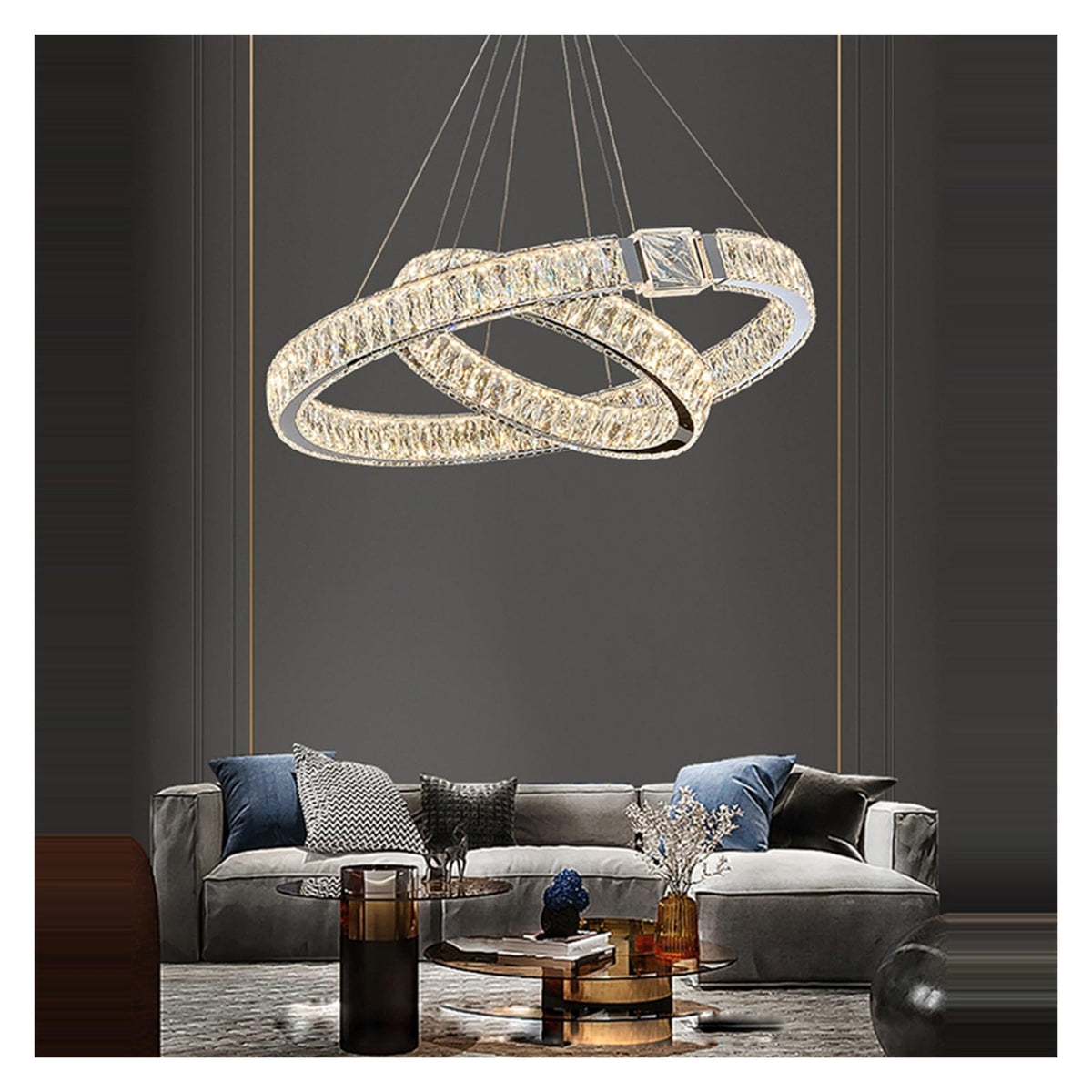 Oval Magic Ring Dimmable LED Chandelier Lighting Hanging Lamps Suspension Luminaire Lampen for Dinning Table Versatile Use