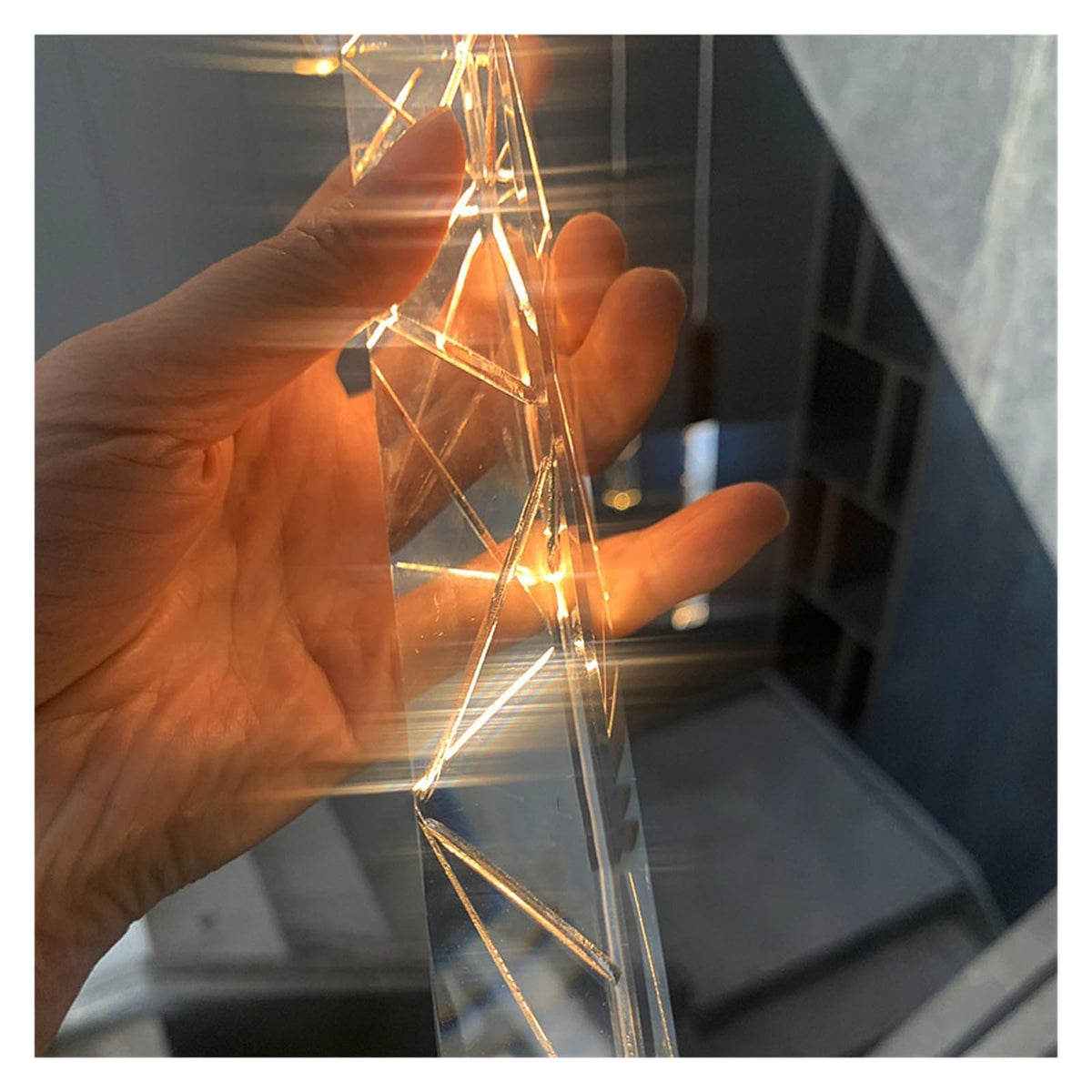 Modern Luxury Linear Crystal Pendant Light Multi-Drop Faceted Crystal Chandelier,Household
