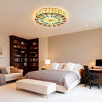 19.7" Flush Mount Stained Ceiling Light Retro Light Fixture