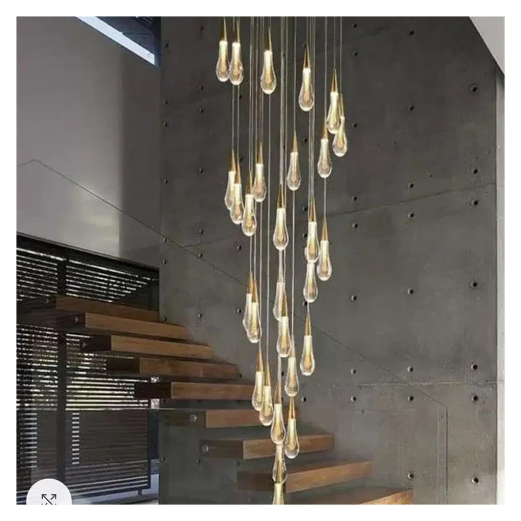 Teardrop Glass Pendant Light Raindrop with Brass Tone Top,Classic