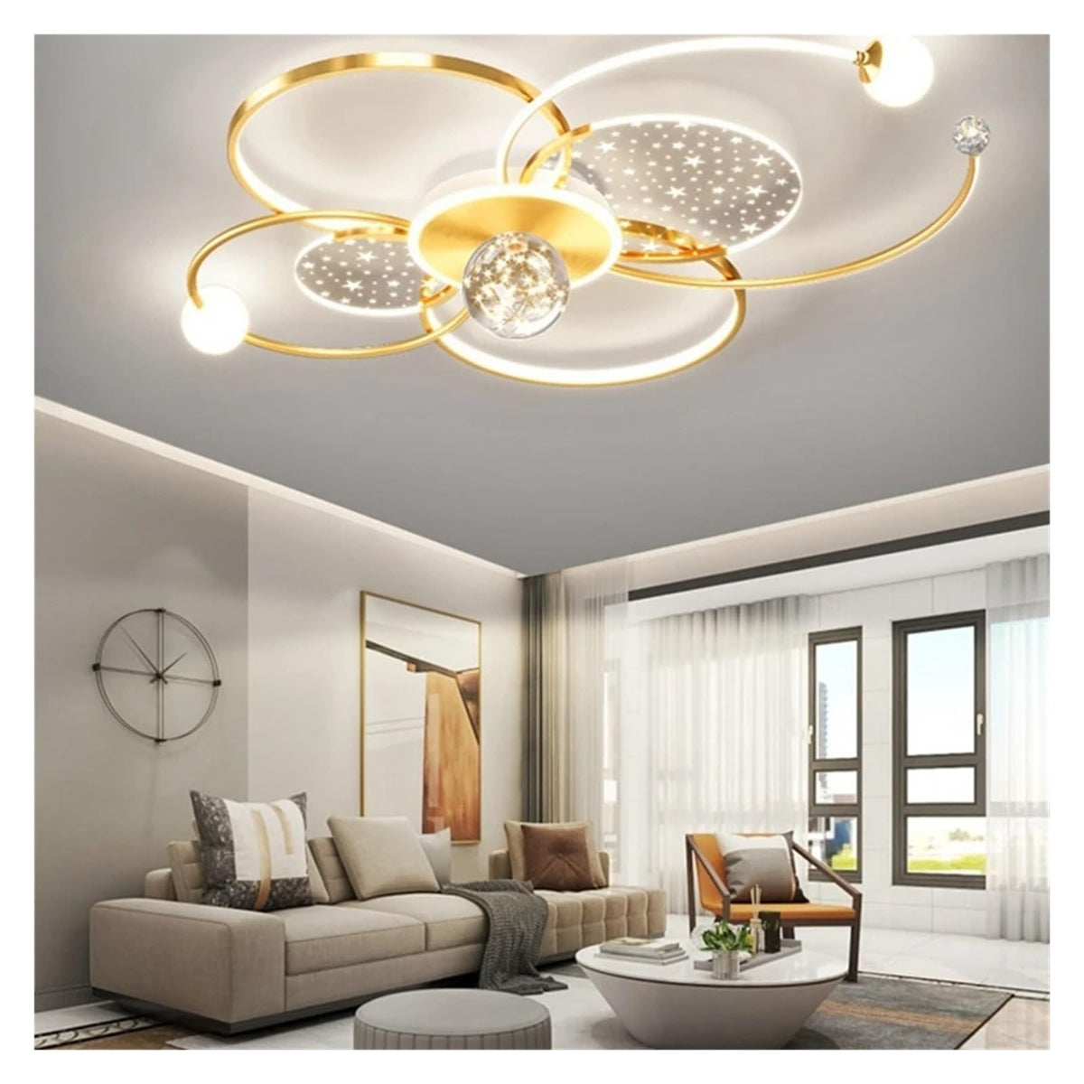 YUFENG , Modern Living Room Smart Indoor Decorative Light with Remote Control Stylish Minimalist Hall Ceiling Lamp