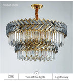 Stainless Steel LED Crystal Chandelier Living Room Light Fixture
