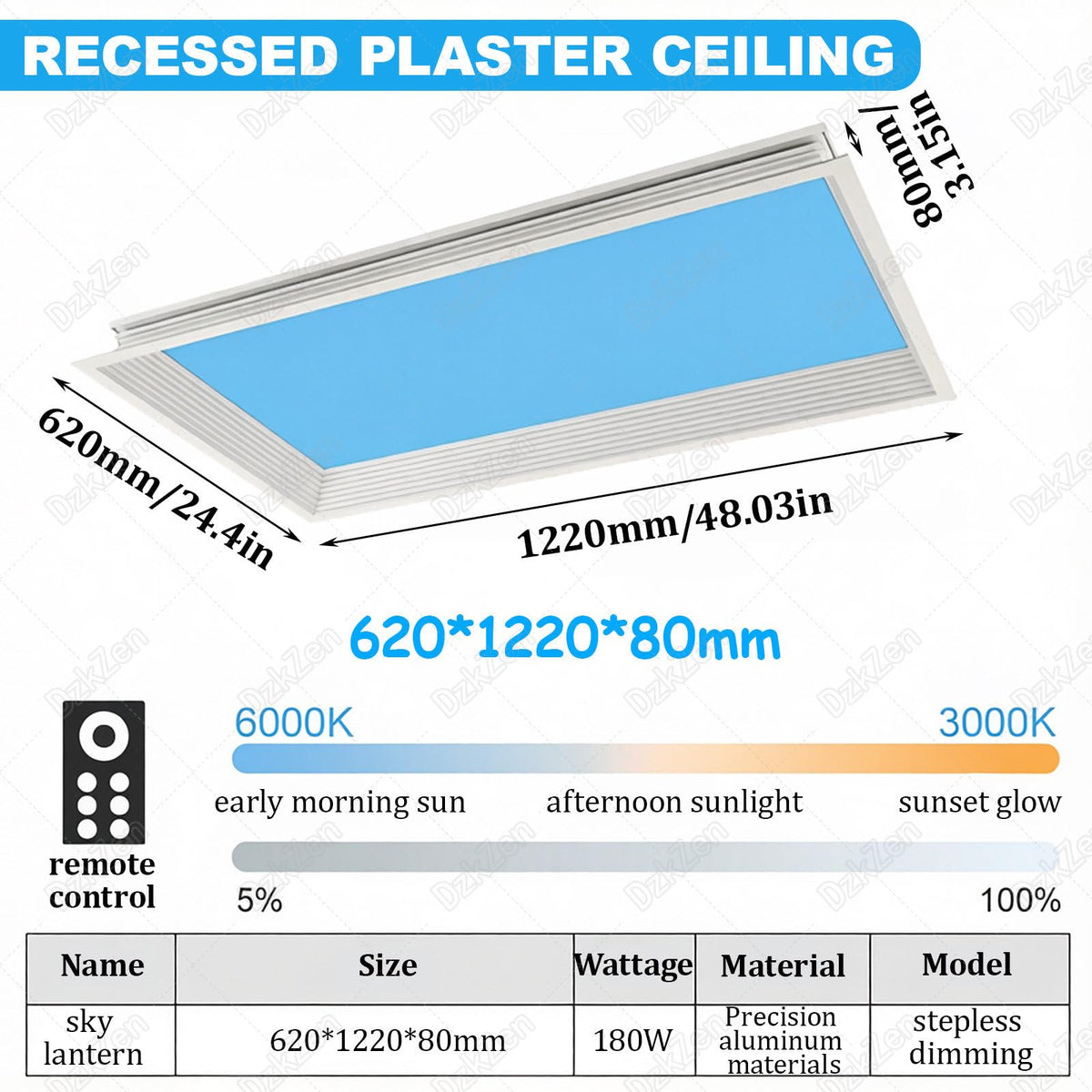 Artificial Skylight Ceiling Light with Remote Control for Home Decor