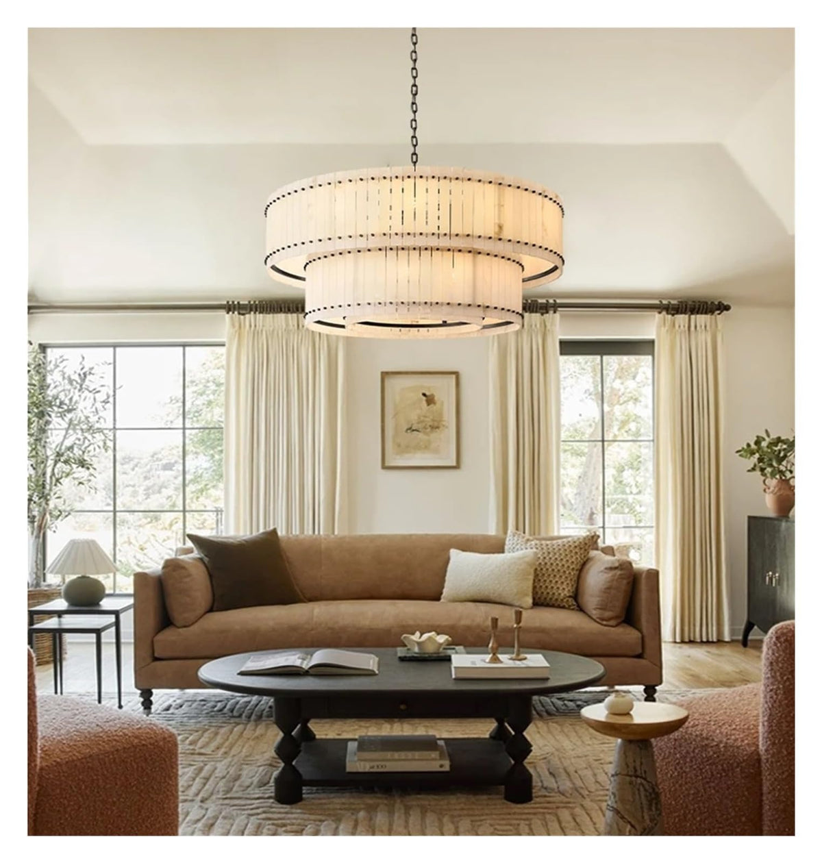 American Marble LED Chandelier Lighting Alabaster Hanging Lamps Lustre Suspension Luminaire Lampen for Dinning Room,Art