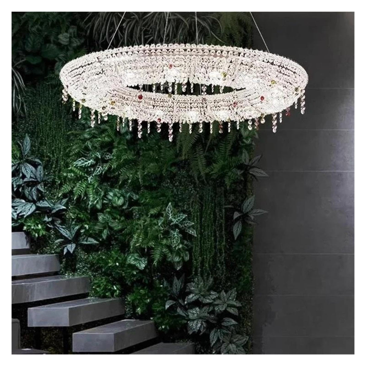 Postmodern Square & Round Crystal Chandelier (Neutral light 140cm)