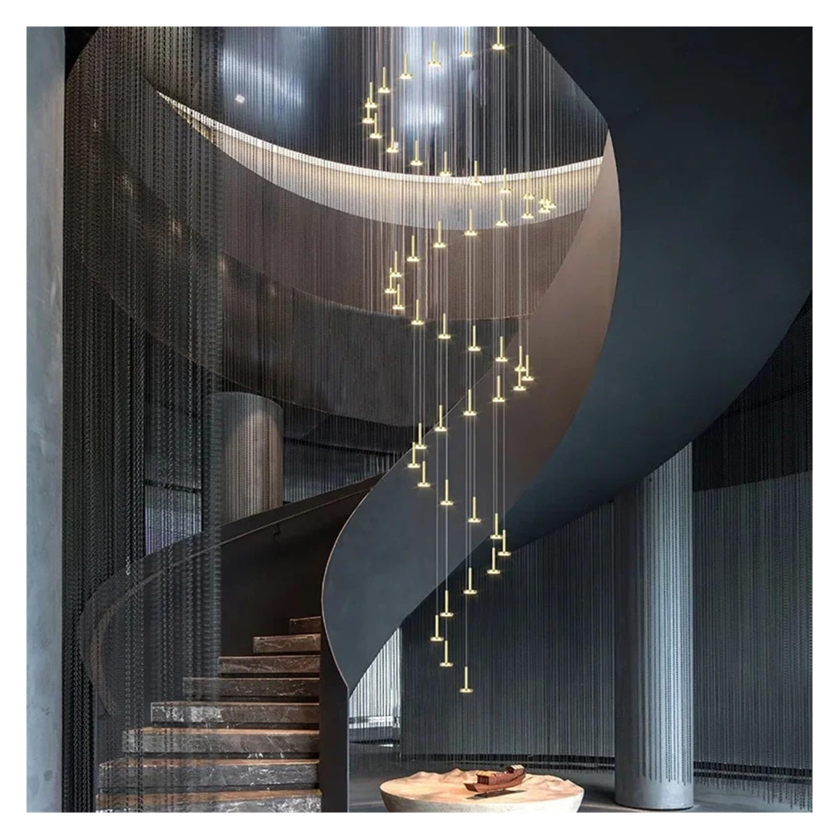 Nordic Minimalist Hanging Chandelier for Staircase Living Room Modern Home Decor Lighting Lustre Fixture