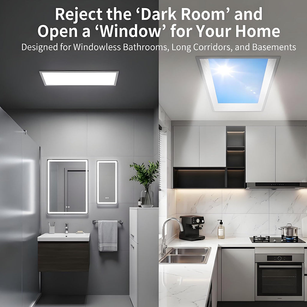 Artificial Skylight Ceiling Light, Dimmable Full Spectrum LED Panel Lamp, 3000-6000K Color Temp Artificial Blue Sky Cloud Light for Home Office Integrated-60×120cm