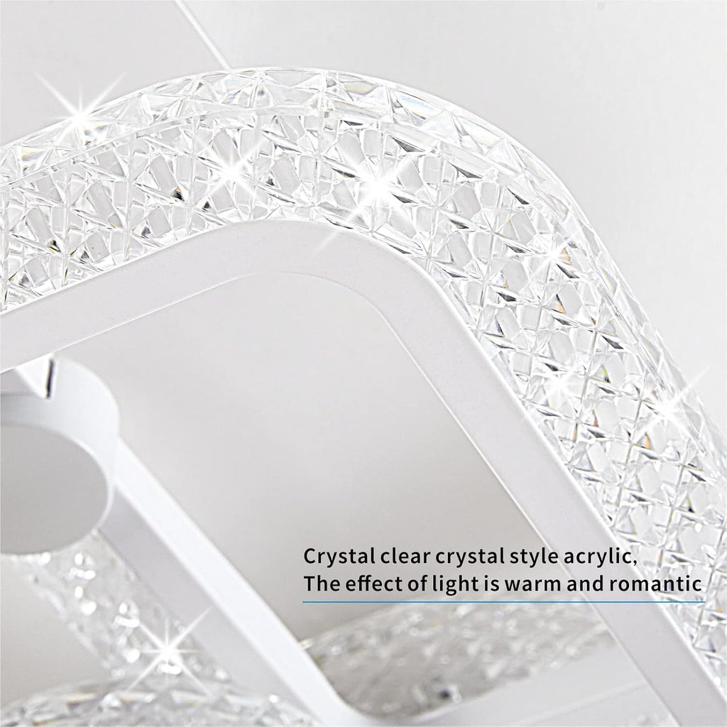 41.3in Modern LED Ceiling Light Fixture Dimmable Crystal Flush Mount Led Ceiling Lights 8 Square Frame with Remote Ceiling Lamps for Living Room Kitchen Bedroom