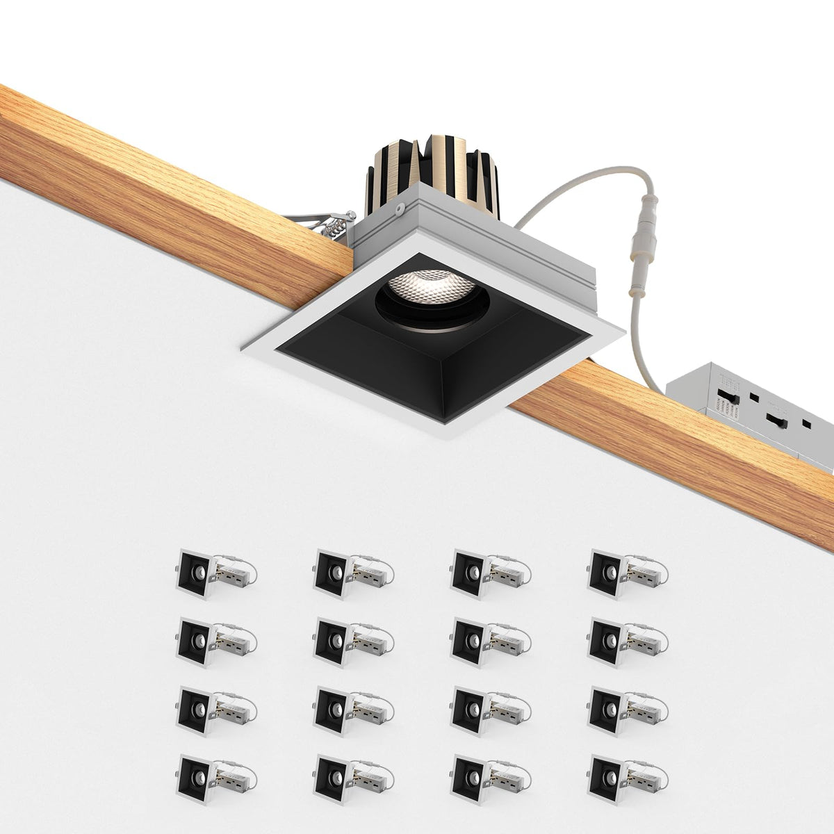 4-Pack Square Rimless LED Downlight Anti-glare Embedded Ceiling Lamps