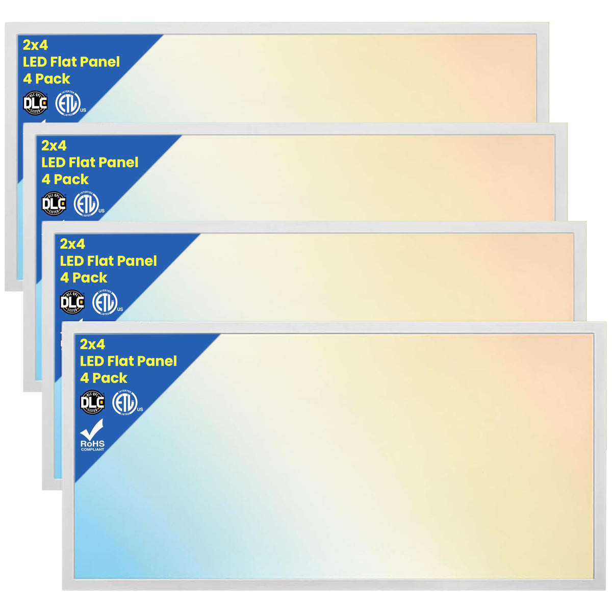 2x4 LED Flat Panel Light – LED Panel Flat Ceiling Light, Dimmable Flicker-Free 2x4 Ceiling Light for Drop Ceilings with Color & Wattage Selectable (Pack of 12)