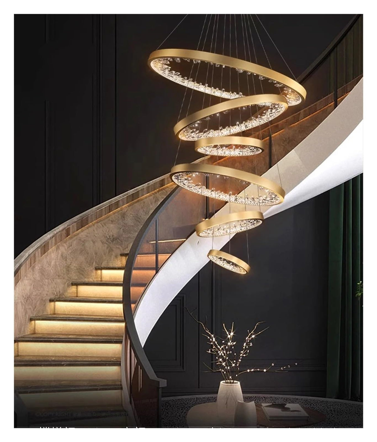 Modern Dining Room Lamparas Decoracion Hogar Moderno Smart Pendant Lights Decoration Salon Chandeliers for(Warm White,6 Rings)