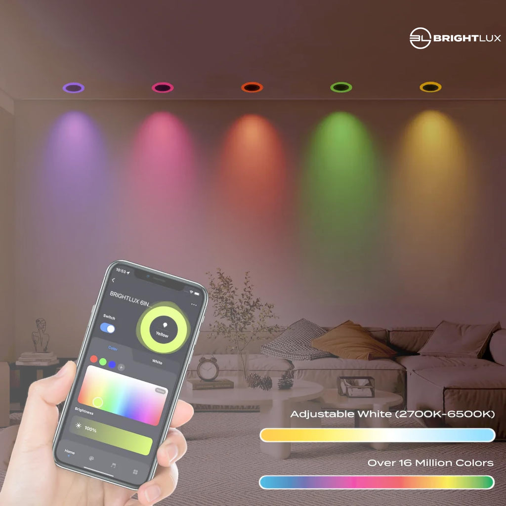 Works with Alexa and Google Home, 6 in. Smart Color Changing Nightlight Downlight 6 Pack, 12W LED Recessed Ceiling Light, App Control, 1000 Lumens, Damp Rated, BL-SNDL-CC-6IN-6PK (12 Pack)