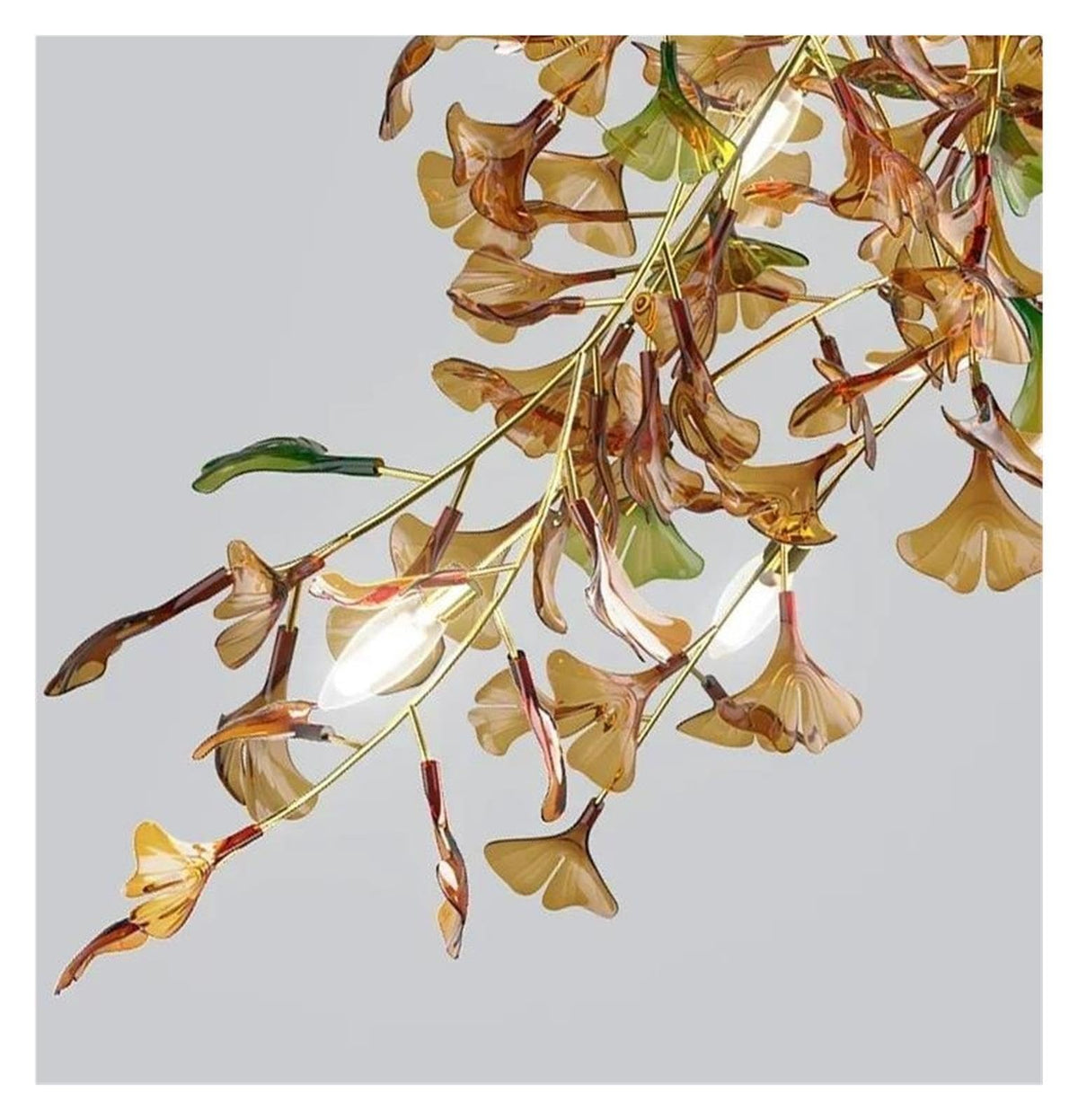 Art Ginkgo Leaf Pendant Light Glass Branch Hanging for Villa,Classic