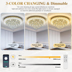 24.5"Crystal Ceiling Light Modern Gold Flush Mount Chandelier Light Fixture