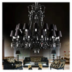Modern Large Crystal Chandelier Lighting for Dining Room Black Chandelier Home Contemporary Pendant Lamp Living Room LED Lights Contemporary