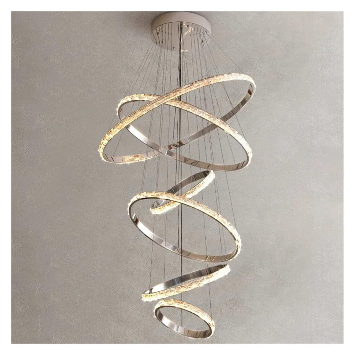 Modern Crystal Chandelier Stainless Steel Sparkling Lighting Light,Foyer