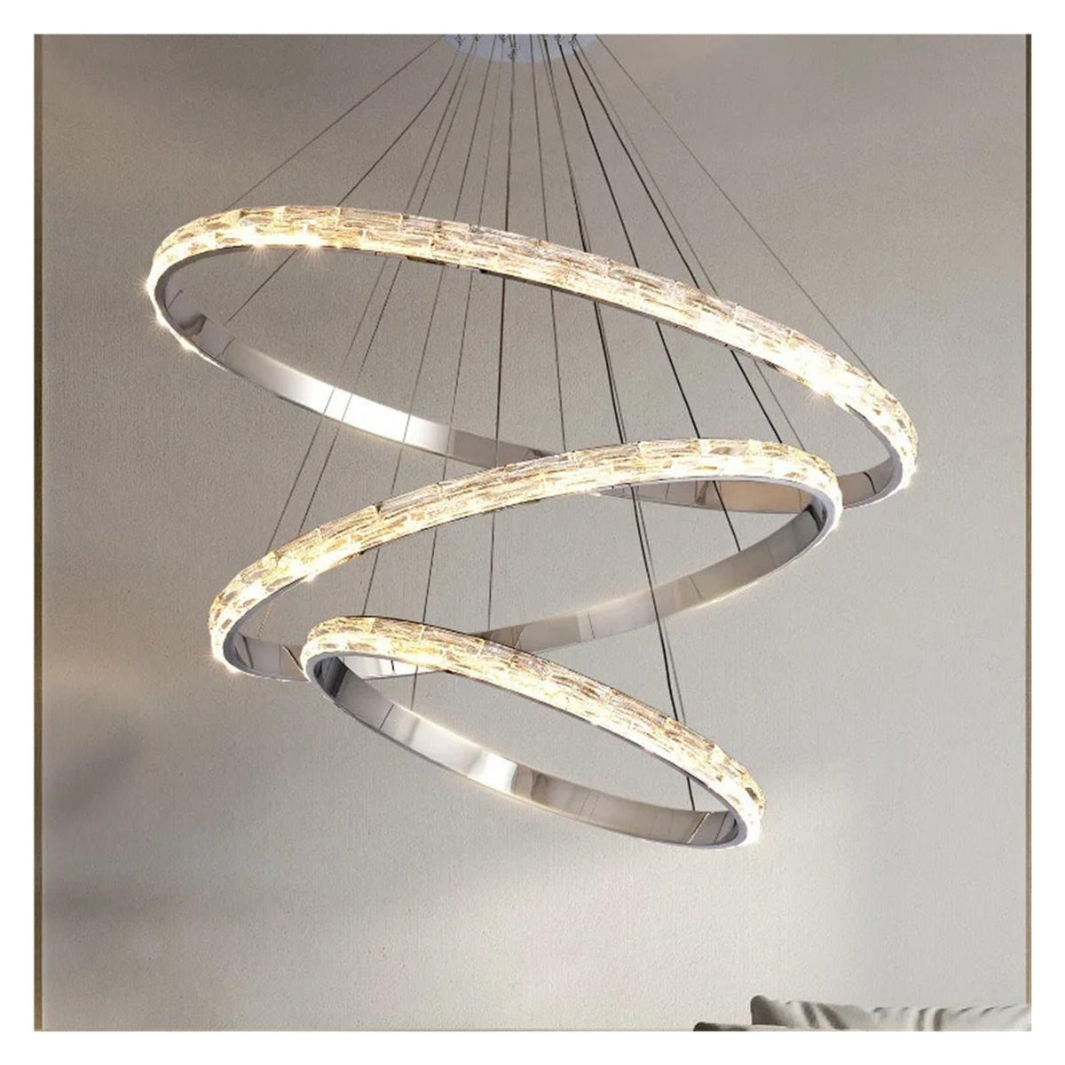 Modern Crystal Chandelier Stainless Steel Sparkling Lighting Light,Foyer