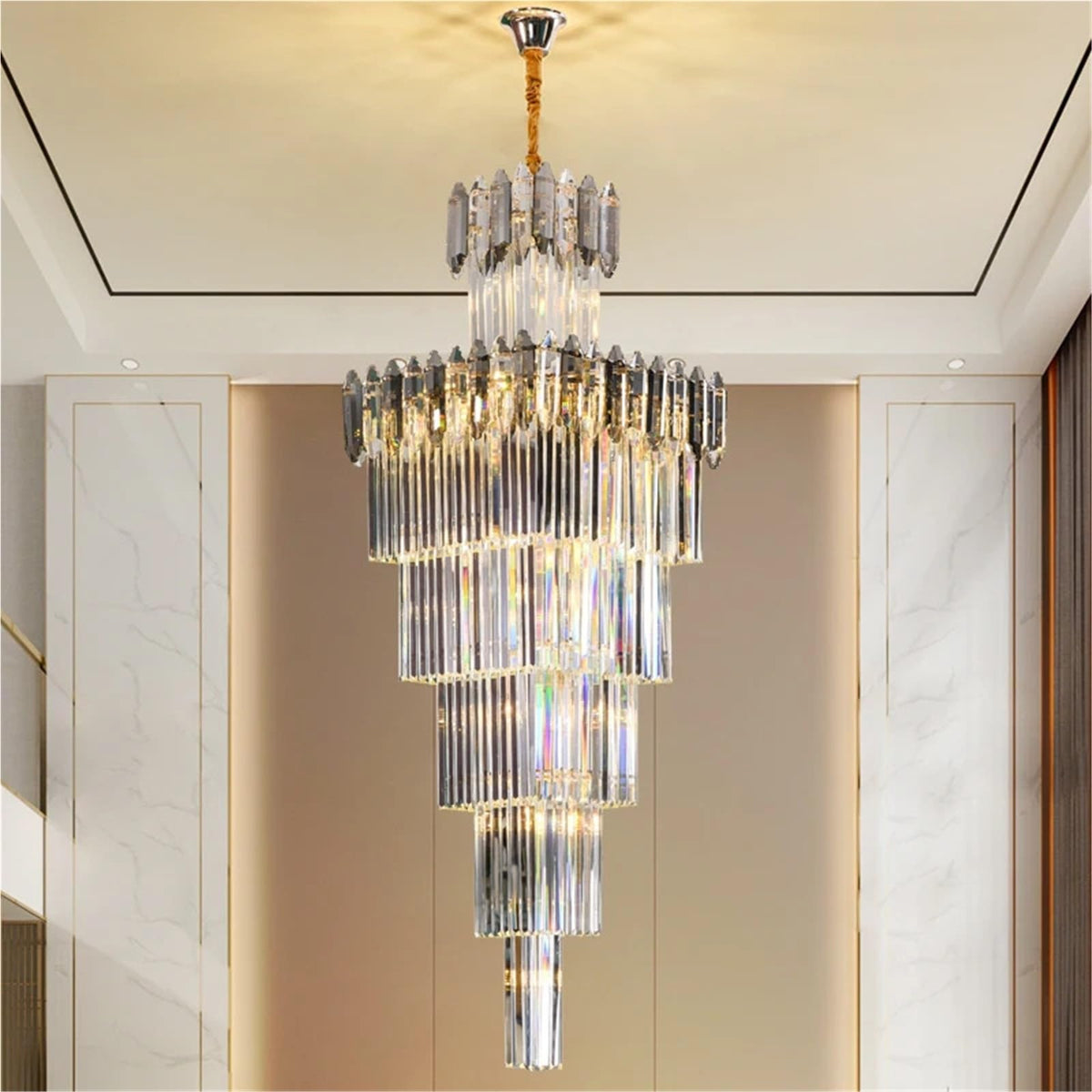 Penthouse Chandelier Exhibition Hall Lamps Villa Light Luxury Crystal Chandelier Simple Pick Empty Living Room Lighting Lamps,Lux