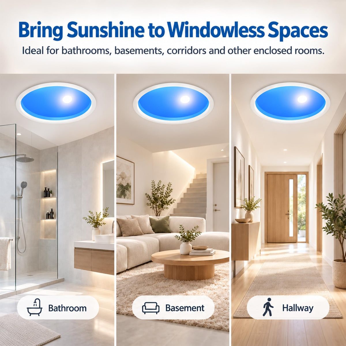 Artificial Skylight Ceiling Light, 80W Recessed Sun Lamp