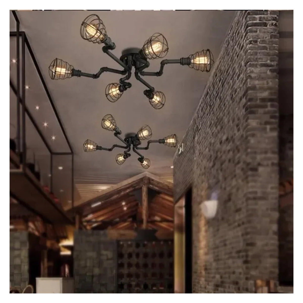 Vintage Iron Light Water Pipe Ceiling Light Fixture Creative Retro Nostalgia Light,Foyer
