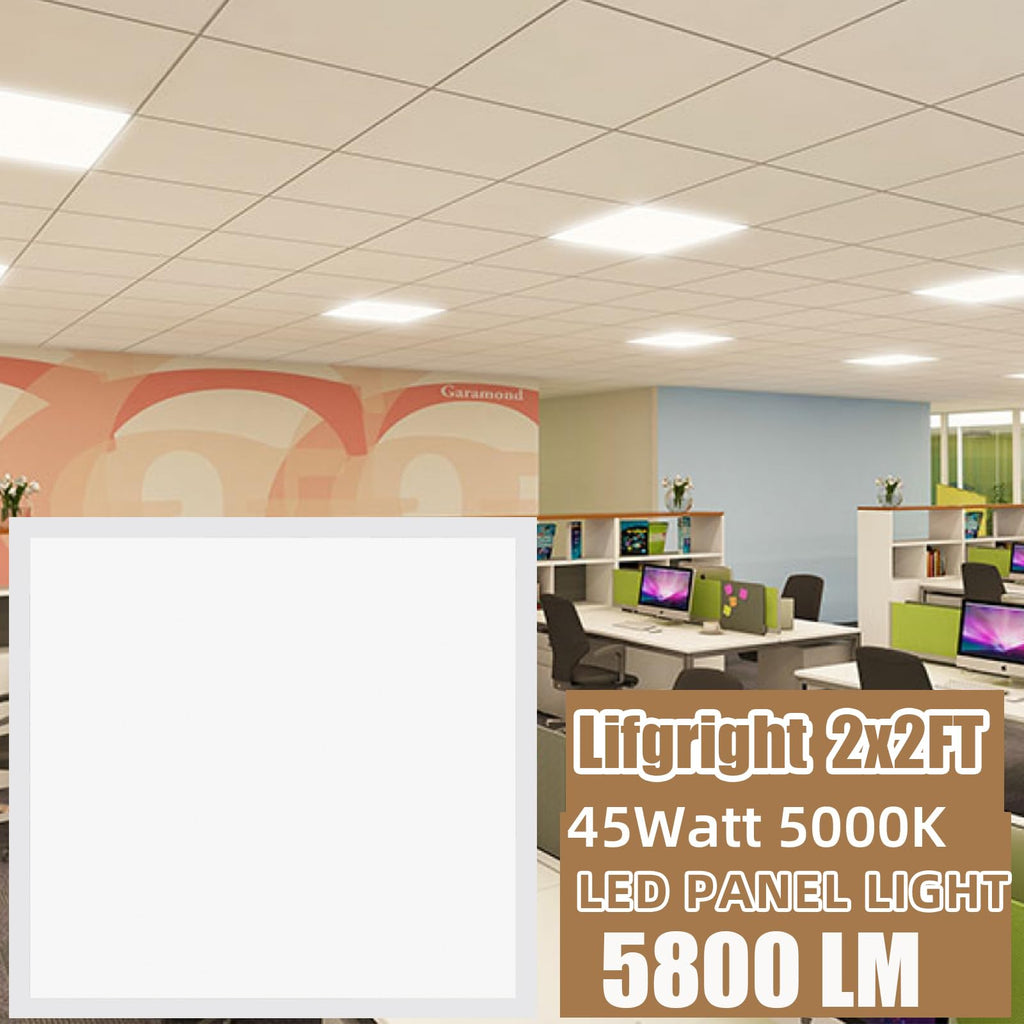 2x2 LED Flat Panel Troffer Light, 12 Pack 45W,5800LM, Edge-Lit 2x2FT LED Drop Ceiling Light Fixtures,5000K Daylight White,0-10V ETL Listed,Works from 110-277V AC