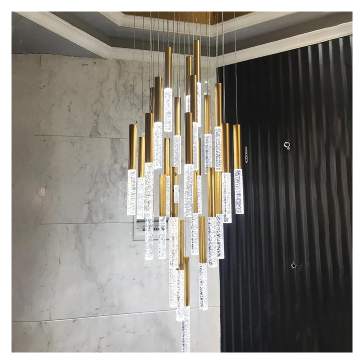 Modern Chandelier Lighting for Staircase Large Long Crystal Lamps Hallway Lobby Gold Chain Chandeliers Home Decor Light,Beautiful