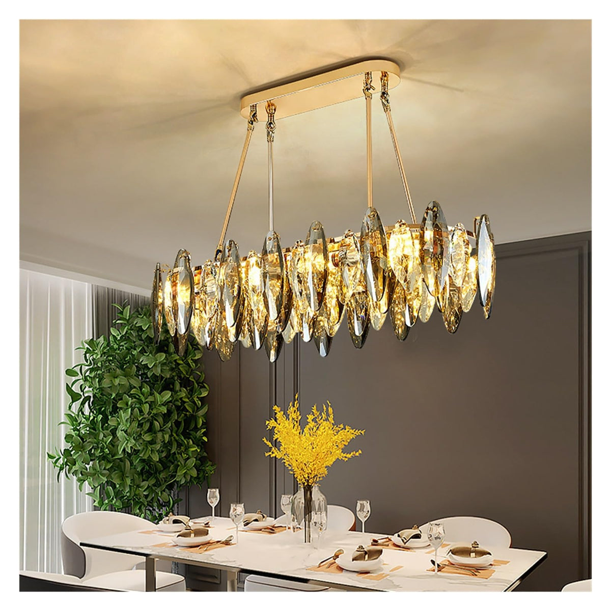 Postmodern Fashion Chandelier Light LED Crystal Lustre Vintage Dimmable Pendant Lamp for Bedroom Living Room,Eye-catching