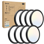 8PACK LED Flush Mount Ceiling Light Fixture, 3000K-4000K-6500K & 150W Equivalent Modern Kitchen Recessed Ceiling Lamp 24W 3200Lm 12Inch Closet Round Surface for Bathroom Laundry Bedroom Hallway