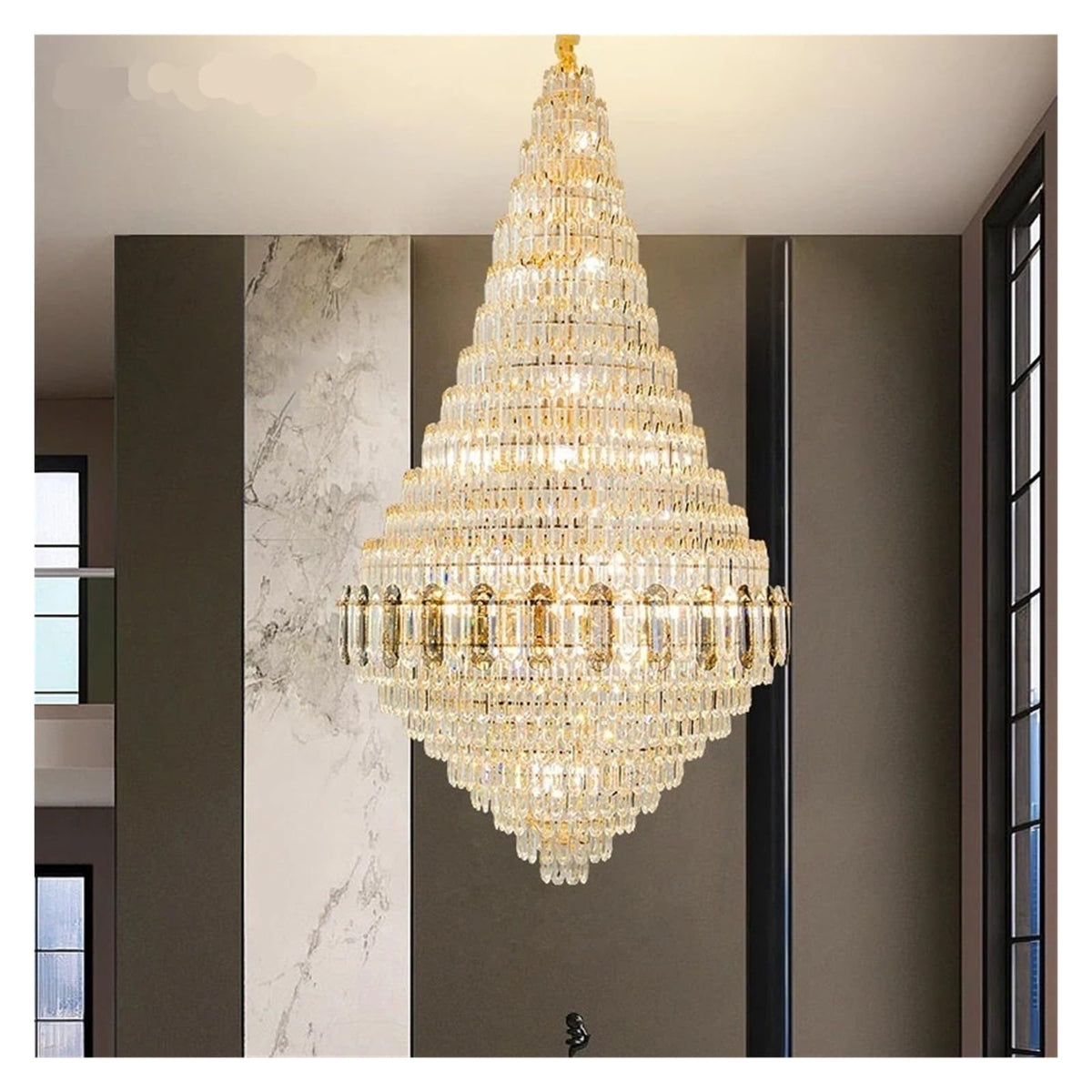 Villa Duplex Building, Living Room, Large Chandelier, Light Luxury Hotel Lobby Chandelier, Sales Department, Club Crystal Lamp
