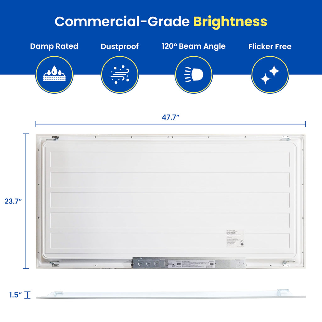 2x4 LED Flat Panel Light – LED Panel Flat Ceiling Light, Dimmable Flicker-Free 2x4 Ceiling Light for Drop Ceilings with Color & Wattage Selectable (Pack of 12)