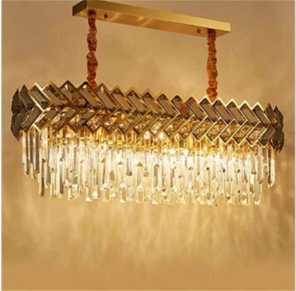 Stainless Steel LED Crystal Chandelier Living Room Light Fixture