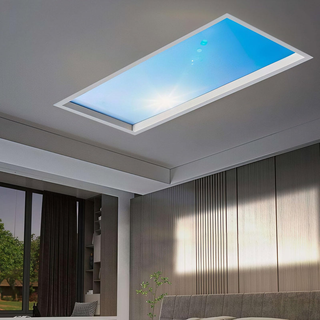 Artificial Skylight Ceiling Light, Dimmable Full Spectrum LED Panel Lamp, 3000-6000K Color Temp Artificial Blue Sky Cloud Light for Home Office Integrated-60×120cm