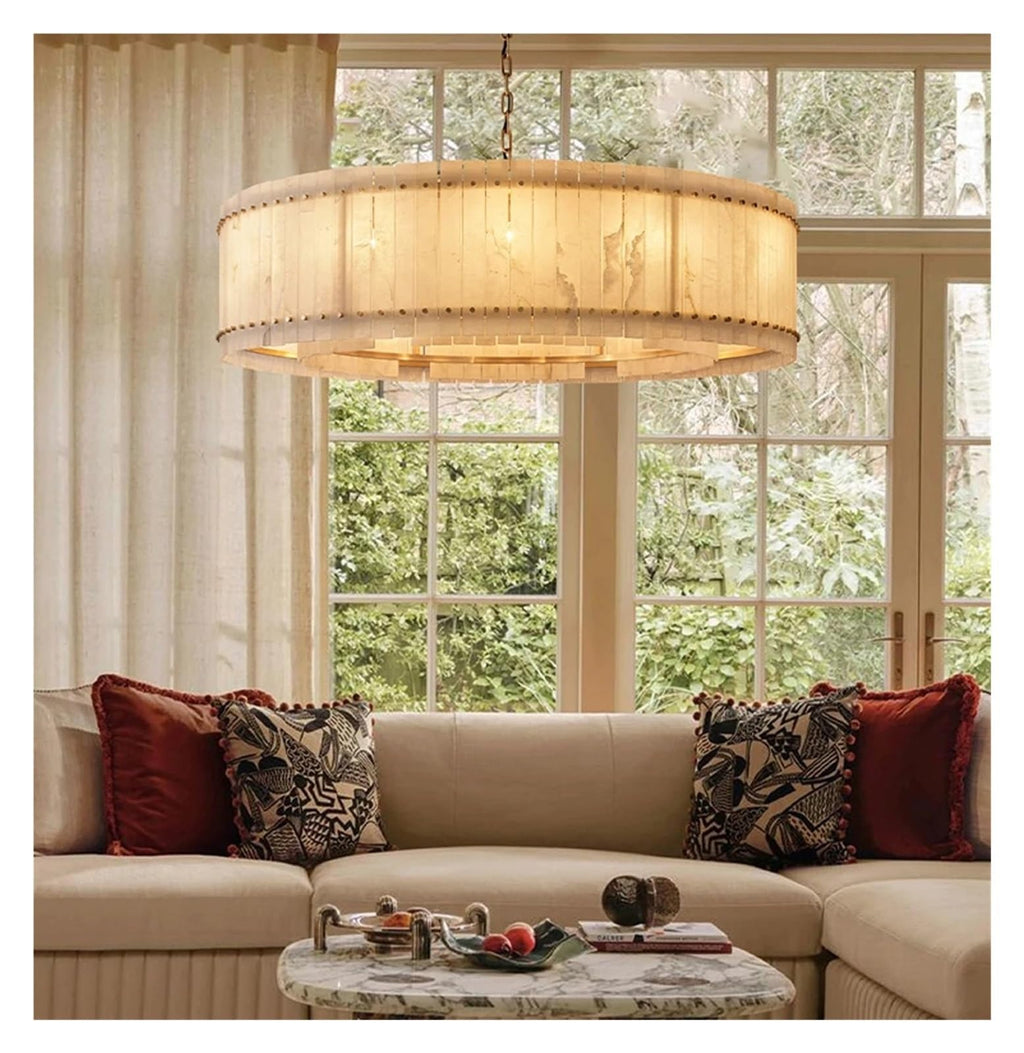 American Marble LED Chandelier Lighting Alabaster Hanging Lamps Lustre Suspension Luminaire Lampen for Dinning Room,Art