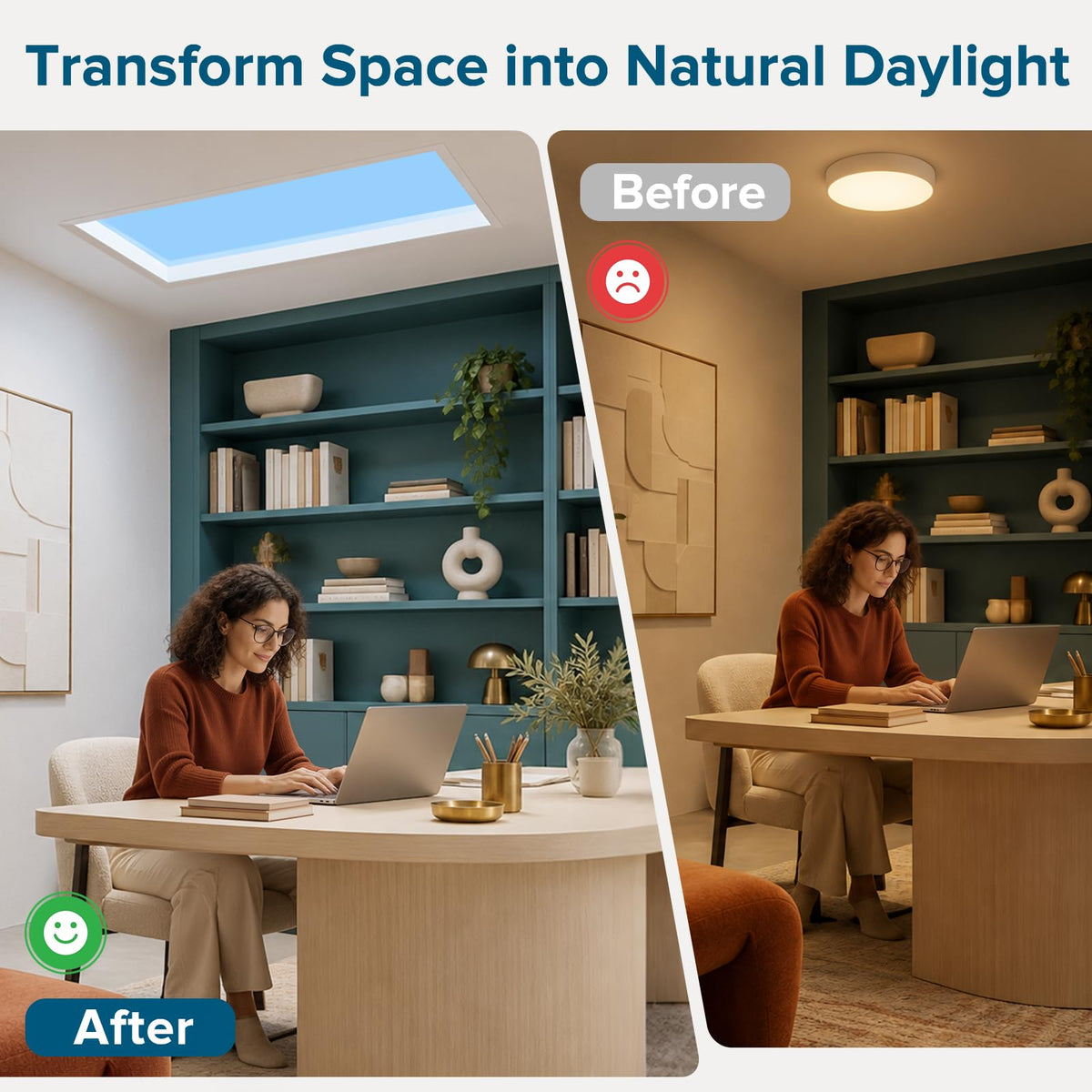 Ultra Thin Skylight Panel Light, 4×1FT Smart Blue Sky Light