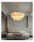Round Alabaster Layered Chandelier Multi Disc Pendant Light ,Fresh