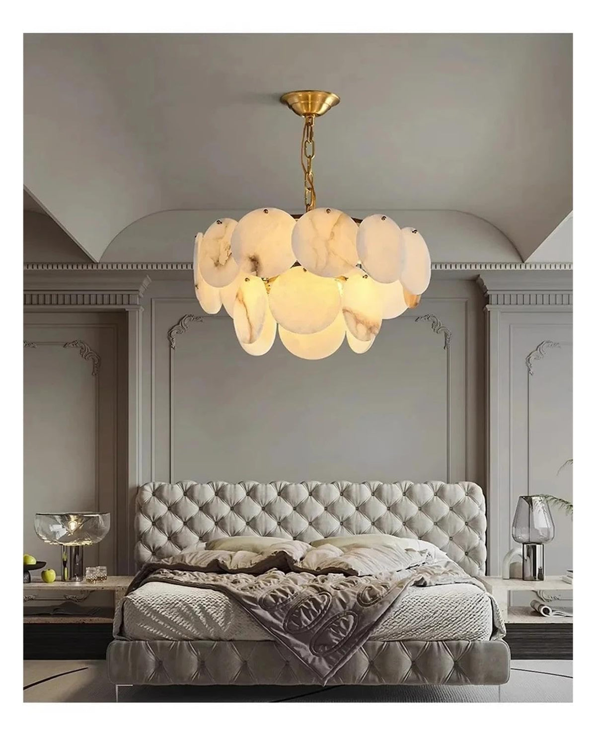 Round Alabaster Layered Chandelier Multi Disc Pendant Light ,Fresh
