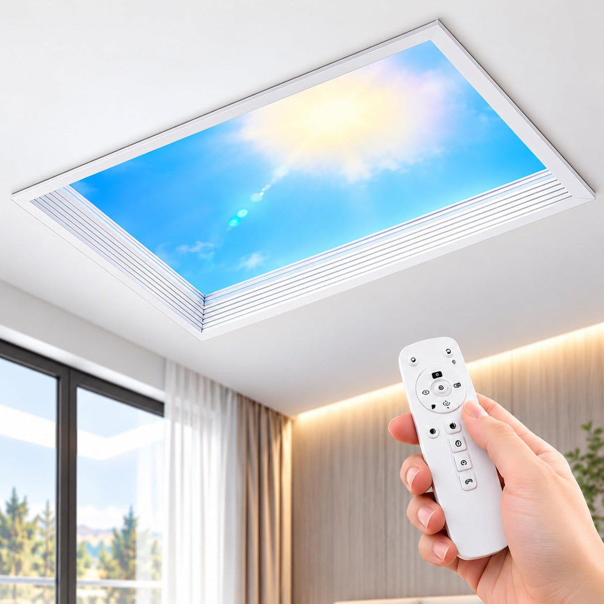 Artificial Skylight Ceiling Light, App and Remote Control 60*120cm
