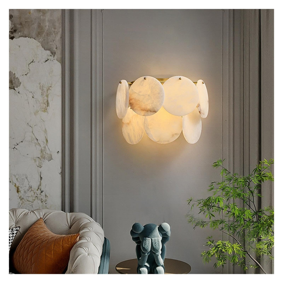 Round Alabaster Layered Chandelier Multi Disc Pendant Light ,Fresh