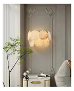Round Alabaster Layered Chandelier Multi Disc Pendant Light ,Fresh