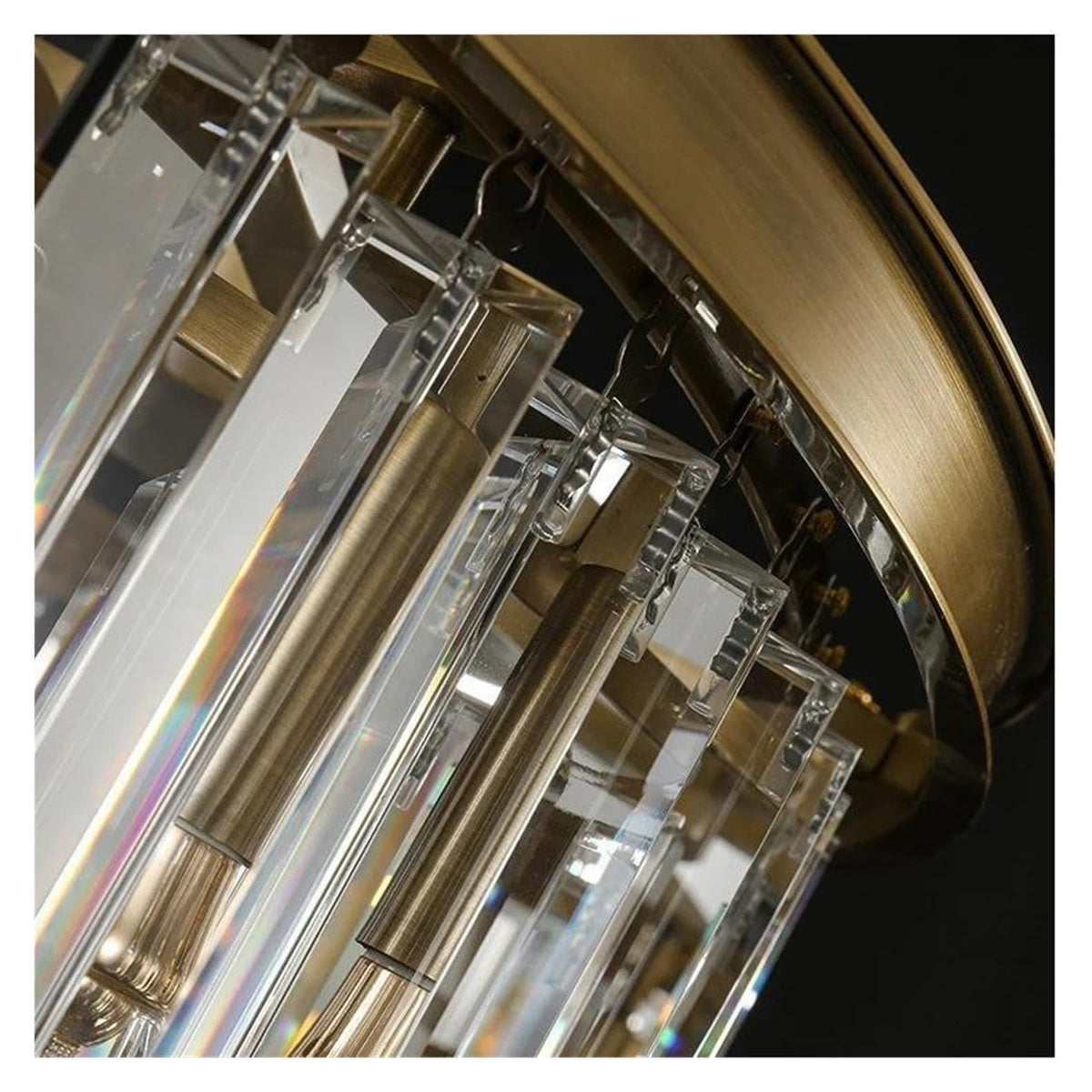 Modern Brushed Gold High Crystal Lightshade Chandelier