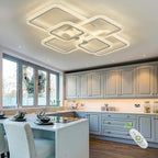 41.3in Modern LED Ceiling Light Fixture Dimmable Crystal Flush Mount Led Ceiling Lights 8 Square Frame with Remote Ceiling Lamps for Living Room Kitchen Bedroom
