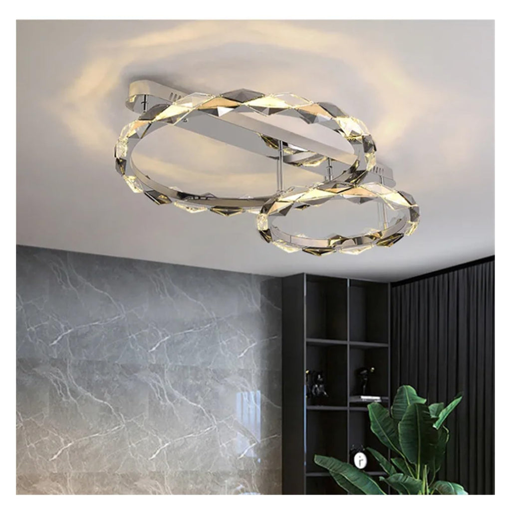 Chandeliers, 2025 Luxury Luster Pendant Light Ring-Shaped Multi-Layer Crystal Ceiling Lamp for Villa Dimmable Custom Living Room Staircas(D100cm with D80cm,Warm)