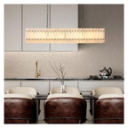 American Marble LED Chandelier Lighting Alabaster Hanging Lamps Lustre Suspension Luminaire Lampen for Dinning Room,Art