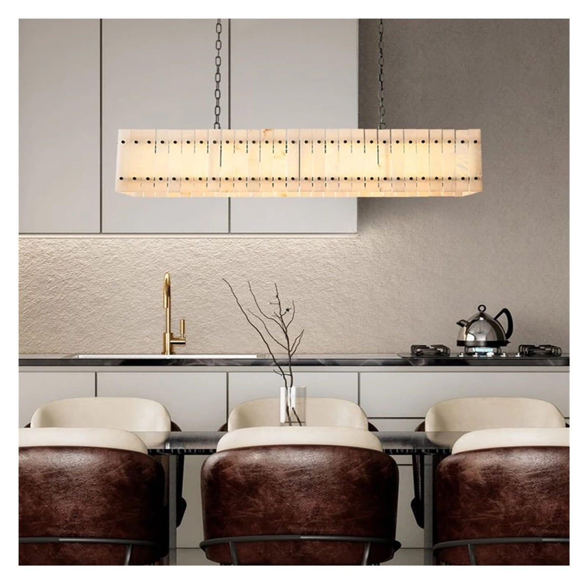 American Marble LED Chandelier Lighting Alabaster Hanging Lamps Lustre Suspension Luminaire Lampen for Dinning Room,Art