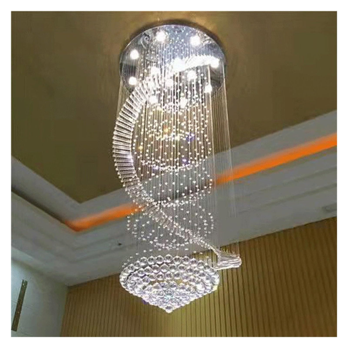 Modern Long LED Spiral Crystal Chandeliers Lighting for Staircase Stair Lamp Showcase Bedroom Living Room Hotel Hall Home Decar