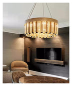 Ring Gold Crystal Chandelier Circular Long Prism Light ,household