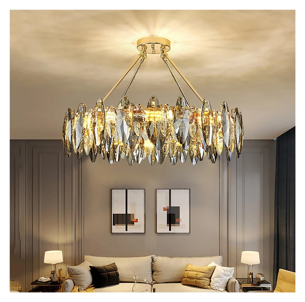 Postmodern Fashion Chandelier Light LED Crystal Lustre Vintage Dimmable Pendant Lamp for Bedroom Living Room,Eye-catching