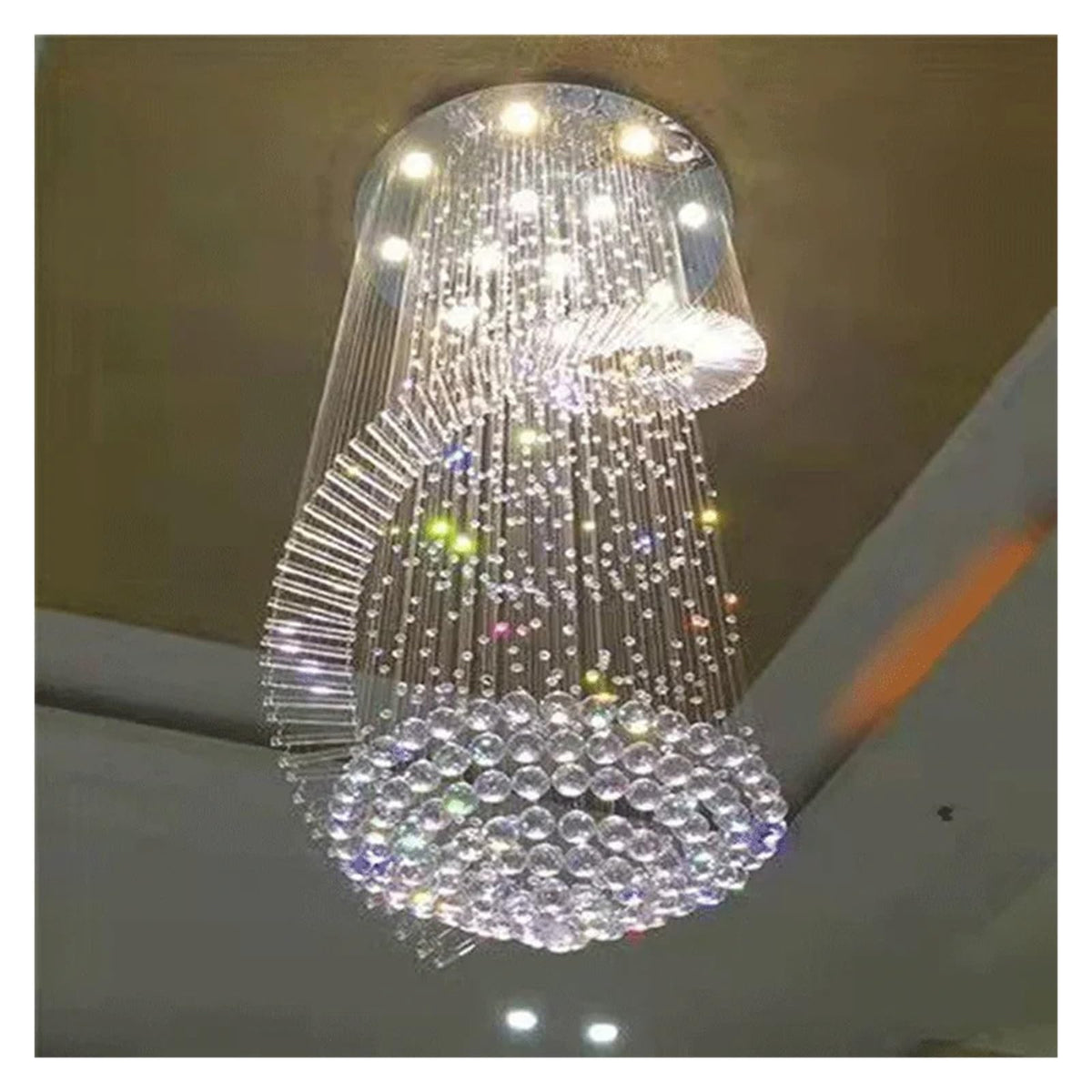 Modern Long LED Spiral Crystal Chandeliers Lighting for Staircase Stair Lamp Showcase Bedroom Living Room Hotel Hall Home Decar