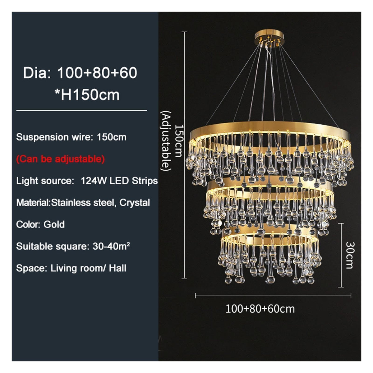 Modern Gold Led Crystal Chandelier Round Ceiling Hanging Light ,modern