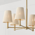 Capital Lighting 454561MA Mira Bleached Natural Rope Shades Chandelier, 6-Light 360 Total Watts, 13" H x 30" W, Matte Brass
